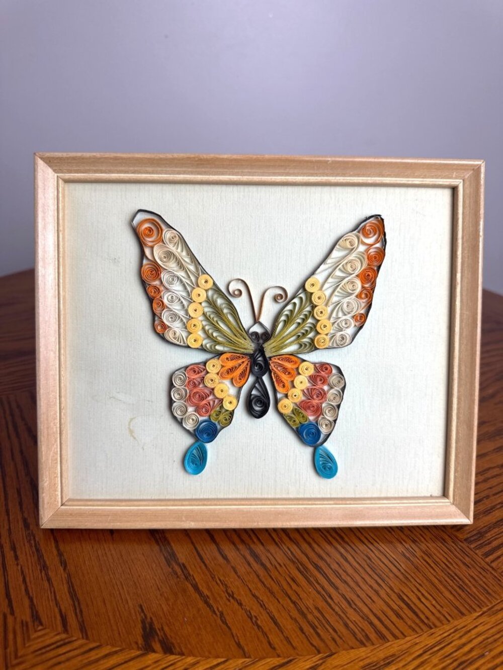 Handmade Quilled Butterfly Wall Art In Wooden Frame 8x10 Inches Multicolor Desig